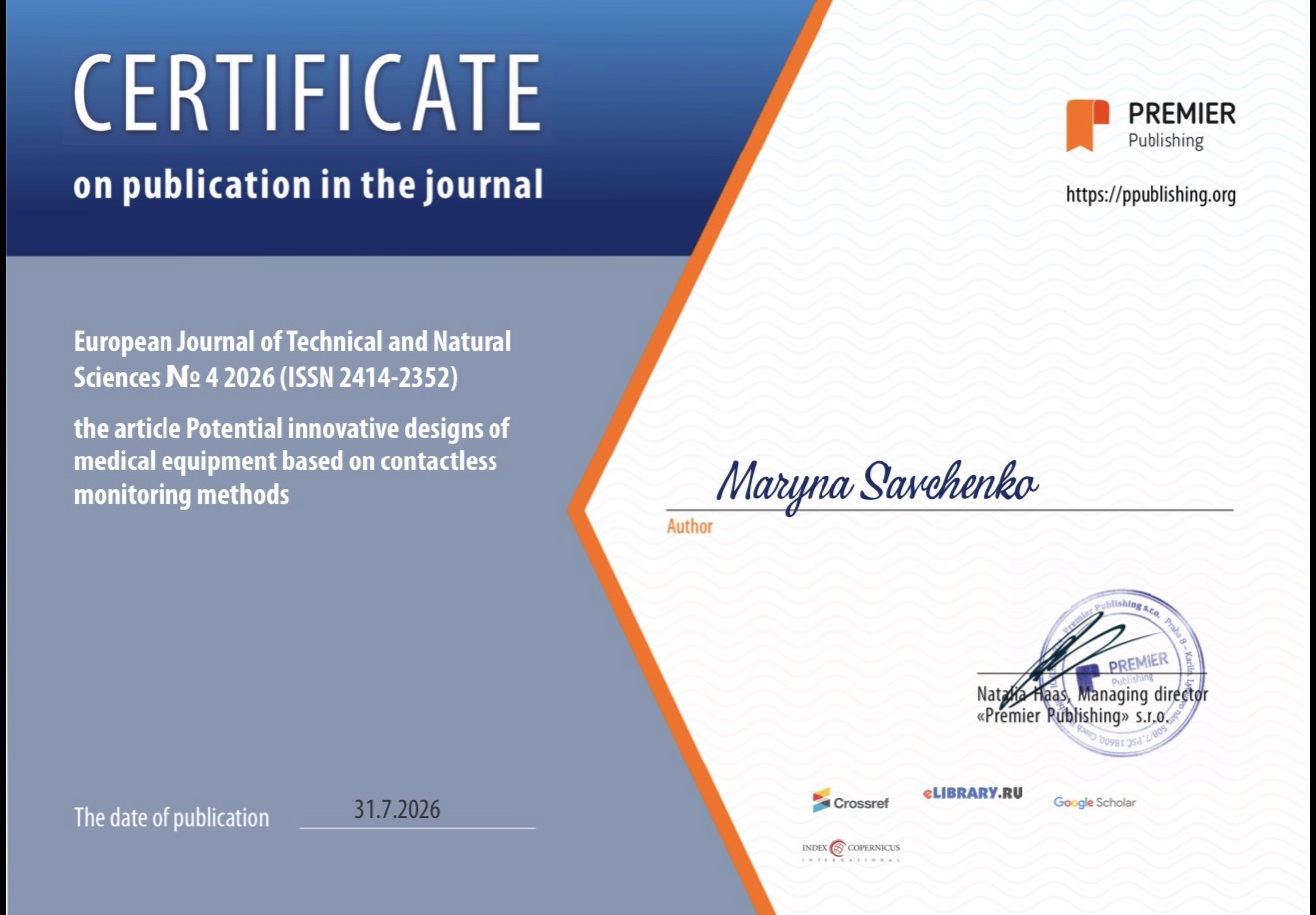 Certificate of publication in the European Journal of Technical and Natural Sciences